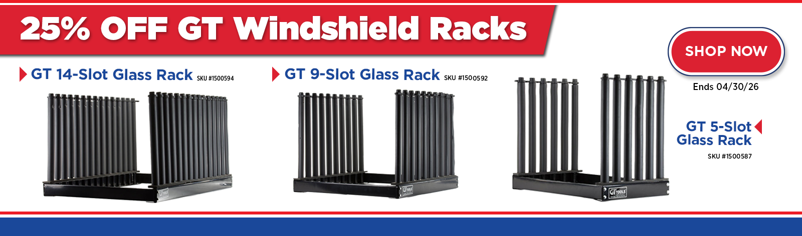 25% Off GT Tools Windshield Racks