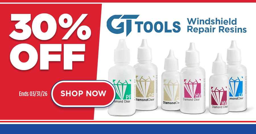 30% Off GT Tools Windshield Repair Resins Clearance Pricing While Supplies Last