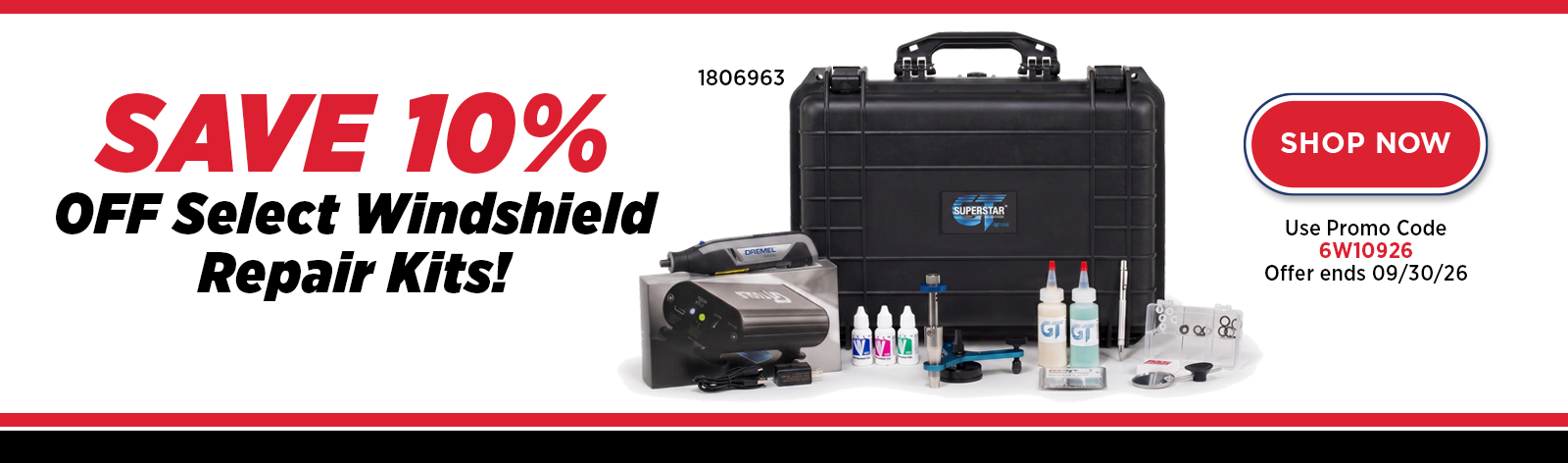 10% Off Select Windshield Repair Kits!