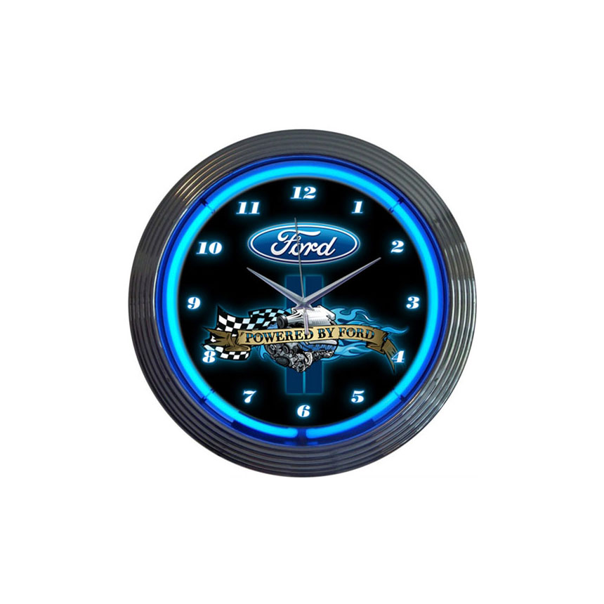 Powered By Ford Neon Clock, Neon Signs Auto Body Toolmart