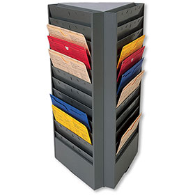 Gray 4-Sided Rotating Repair Order Rack with 72 Pockets