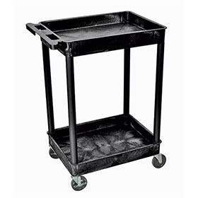 Plastic Utility Cart - 2 Shelves - Black