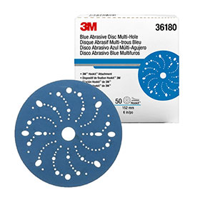 3M Hookit 6" Multi-Hole Blue Abrasive Discs