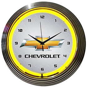 Neonetics GM Chevrolet Yellow Neon Clock - 8CHVYY