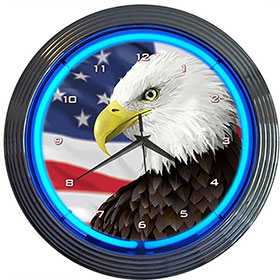 Neonetics Eagle with American Flag Neon Clock - 8EGFLG