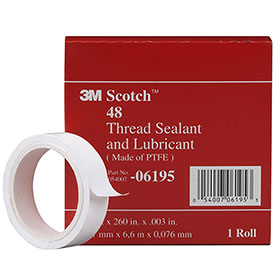 3M Scotch® Thread Sealant and Lubricant Tape 48, 1/2" x 260" - 06195