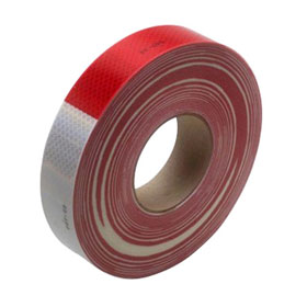 3M Diamond Grade Conspicuity Marking Roll 983-32, alternating 11" Red and 7" White bands, 1-1/2" wide x 150ft long roll - 67764