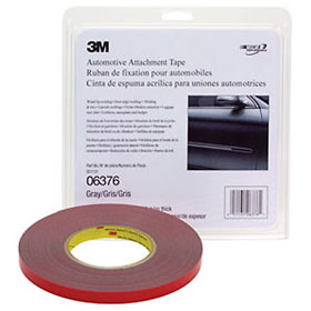 3M Automotive Attachment Tape, Gray, 1/4 in x 20 yd, 30 mil - 06376