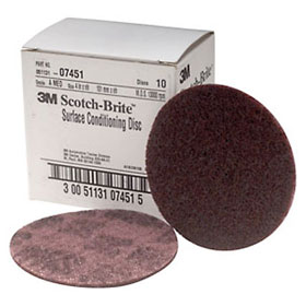 3M Scotch-Brite Surface Conditioning Disc Maroon, 4", Medium, 10 discs/bx- 07451