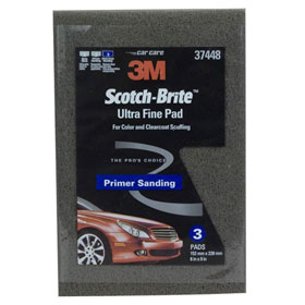 3M Scotch-Brite Ultra Fine Hand Pad Gray, 6" x 9", 3 pads/pack - 37448