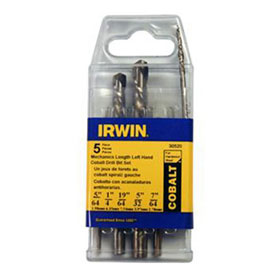 Irwin Left-Hand Mechanics Length Cobalt High Speed Steel Drill Bit Sets - 30520