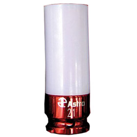 Astro Pneumatic 21 mm Impact Socket with Chrome Protective Plastic Sleeve & Shallow Broach (Red) - 7870-21