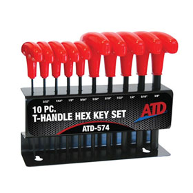 ATD Tools 10 Piece SAE T-Handle Hex Key Set - 574