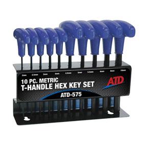 ATD Tools 10 Pc. Metric T-Handle Hex Key Set - 575