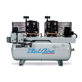 BelAire Iron Series 2x7.5HP 120-Gallon Single Phase Electric Duplex Horizontal Compressor - 4112DL