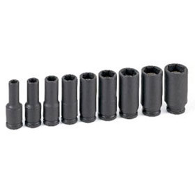 Grey Pneumatic 9-Piece 3/8 in. Drive 6-Point SAE Magnetic Deep Impact Socket Set - 1209DG
