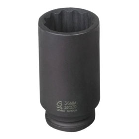 Sunex Tools 1/2" Drive 12-Point 36mm Deep Spindle Nut Impact Socket - 2802ZD