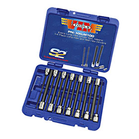 VIM Tools Hex Extra Long Driver Set 14 pieces 7 pc. Ball Hex & 7 Piece Hex, Metric - HXLM100-03