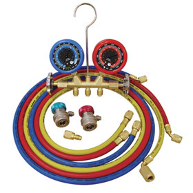 ATD Tools Deluxe Dual Brass A/C Manifold Gauge Set - 3694