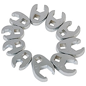 Sunex Tools 3/8" Drive 10 Pc. Fully Polished Metric Flare Nut Crowfoot Wrench Set - 9710M