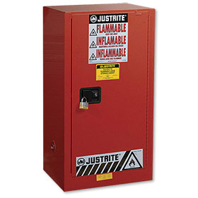 Justrite 20 Gallon Sure-Grip Ex Safety Cabinet For Combustibles - Self-Close - Red - 891531