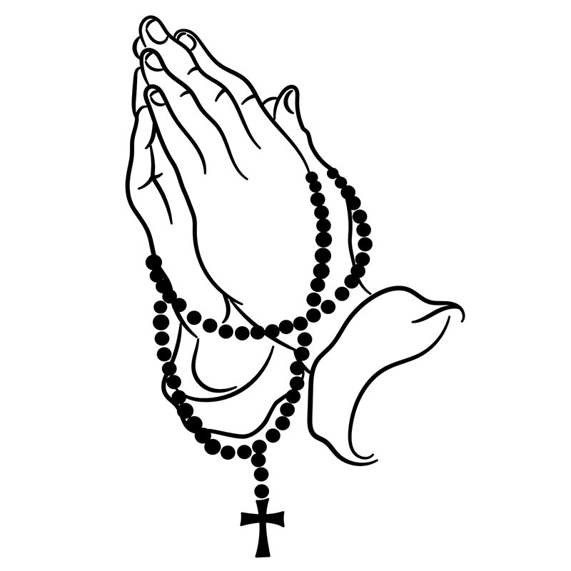 Praying Hands with Rosary Auto Decal - 24pk