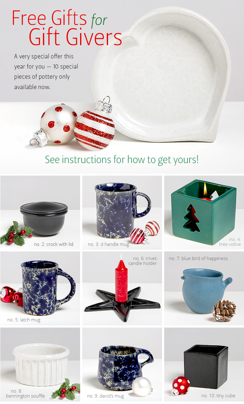 Choose Your Free Pottery Gifts from Bennington Potters