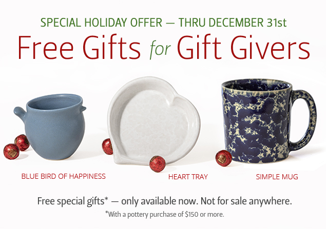 Choose Your Free Pottery Gifts from Bennington Potters