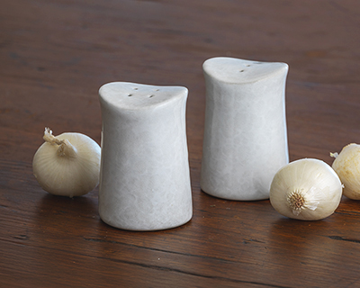 Salt And Pepper Shakers ceramic pottery in White on White glaze color