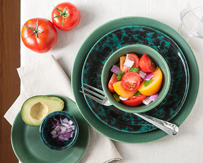 Black on Green Dinnerware