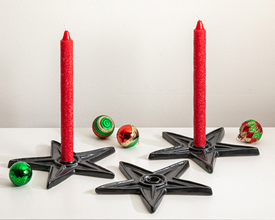 Star Trivet-Candle Holder in Satin Black