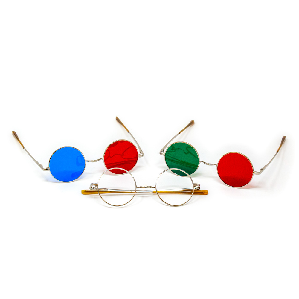 Reversible Metal Frame Glasses - Red/Green, Red/Blue & Lensless