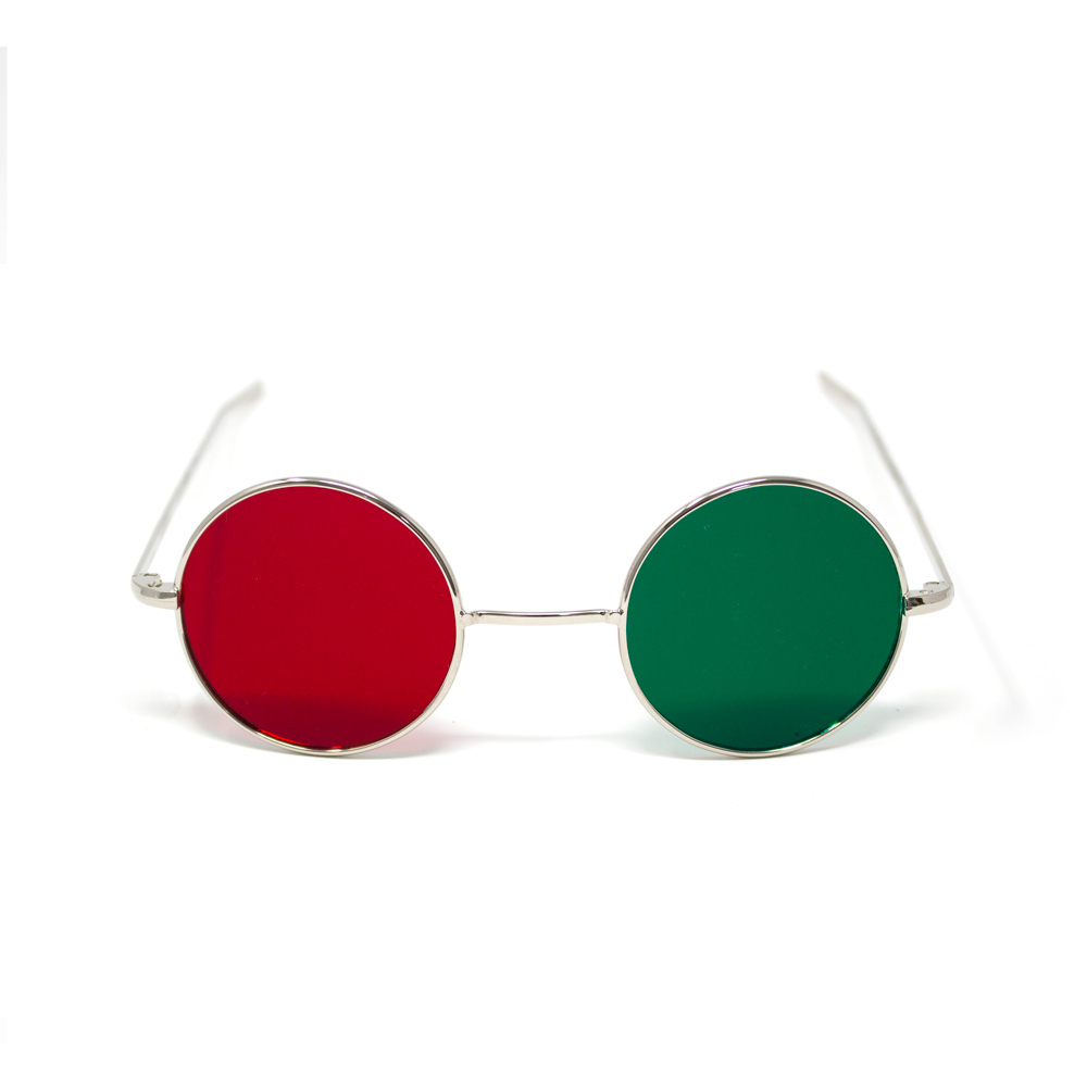 Reversible Metal Frame Glasses - Red/Green, Red/Blue & Lensless - Reversible Metal Frame with Red/Green Lenses