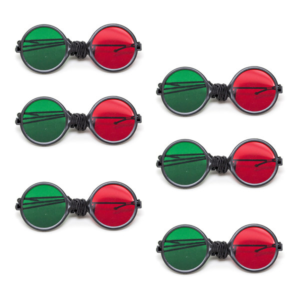 Child Size - Red/Green Reversible Goggles with Elastic (Pkg. of 6)