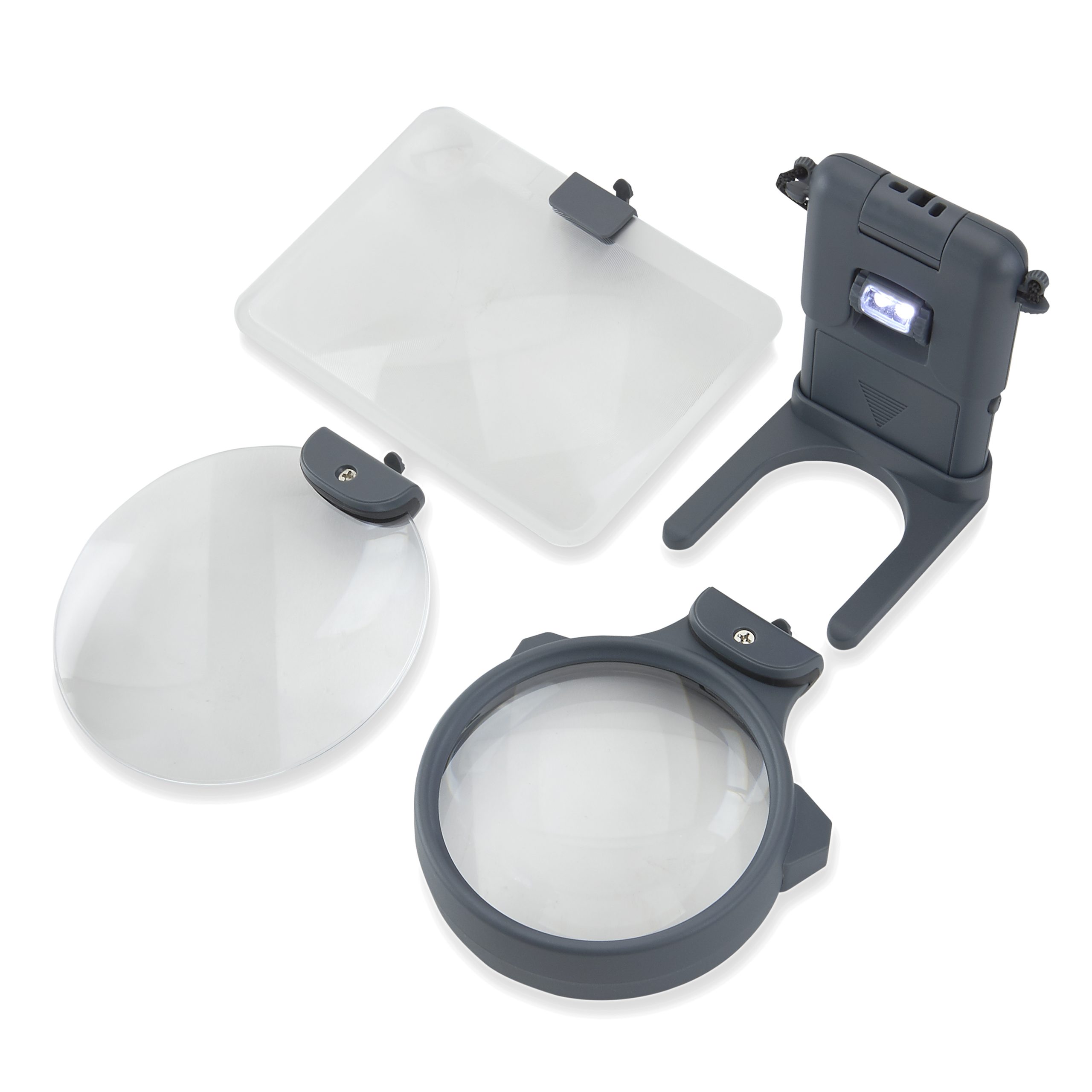 3-in-1 LED Lighted Hands-Free Magnifier Set