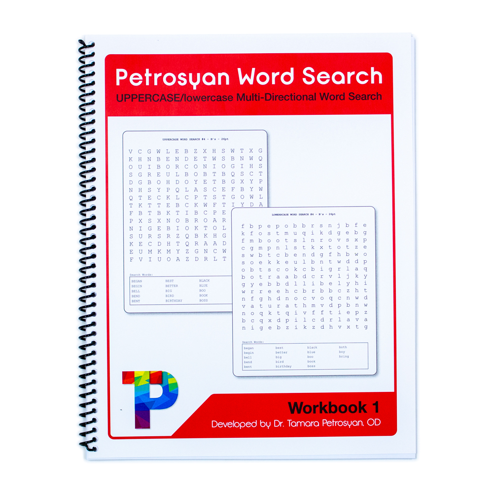 Petrosyan Word Search Workbook 1 - UPPERCASE/lowercase Multi-Directional Word Search