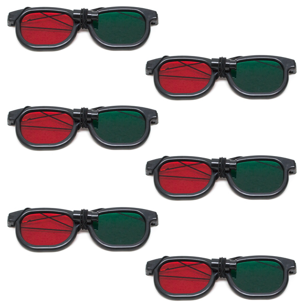 New Age - Red/Green Goggles with Elastic - (Lenses Not Glued) - Pkg. of 6