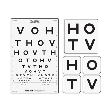 HOTV Pediatric Eye Chart for Illuminated Cabinet