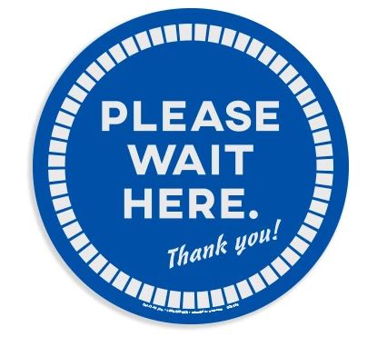 Blue Circle - "Please Wait Here" Vinyl Floor Sticker for Smooth Floors