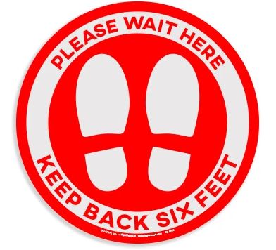 Red Circle - "Please Wait Here" Vinyl Floor Sticker for Carpet