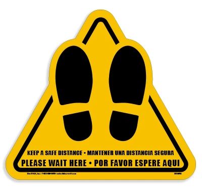 Triangle - English/Spanish "Keep a Safe Distance" Vinyl Floor Sticker for Smooth Floors