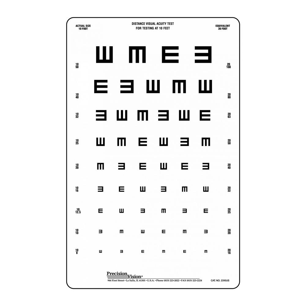 Tumbling E Eye Chart - Precision Vision