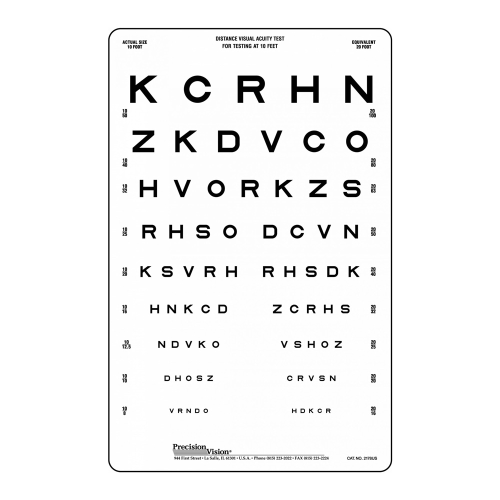 Linear Spaced Translucent Sloan Vision Chart 