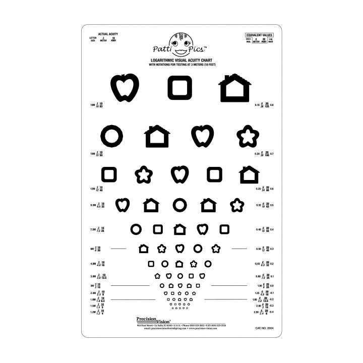 Patti Pics 13 Line Pediatric Vision Chart - Standard