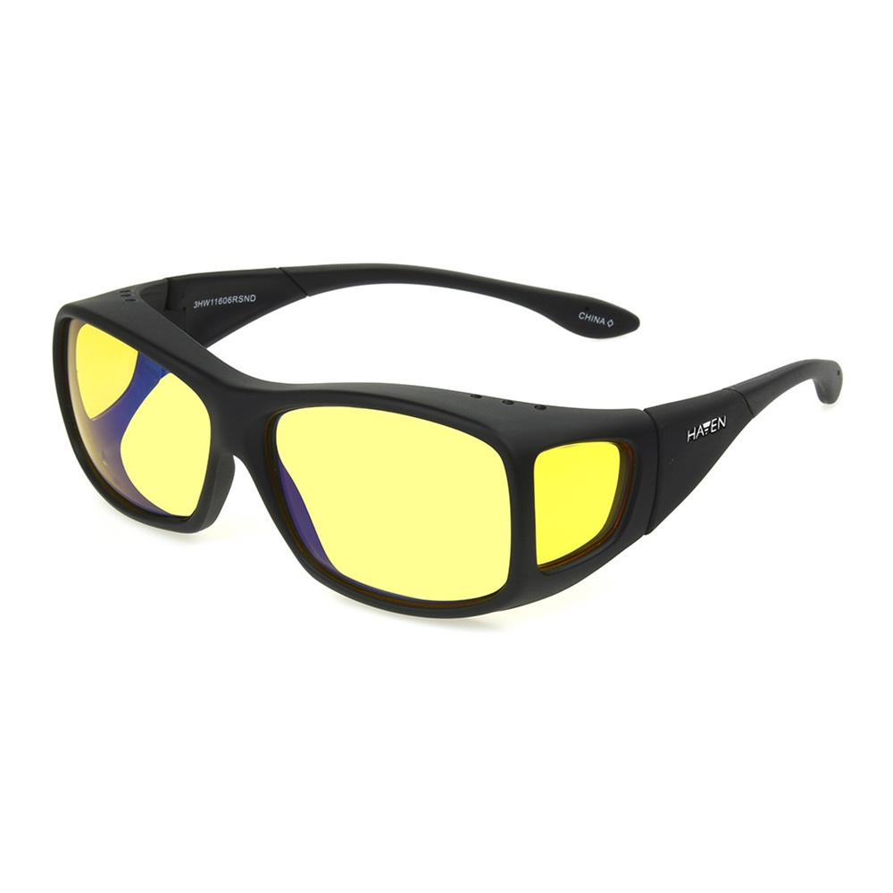 Haven® Night Driver Sport (Haven® Night Driver Premium Fit Over Sunglasses (Denali Model) Matte Black Frame/Yellow Lens