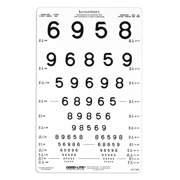 LEA Numbers 12-Line Translucent Distance Chart