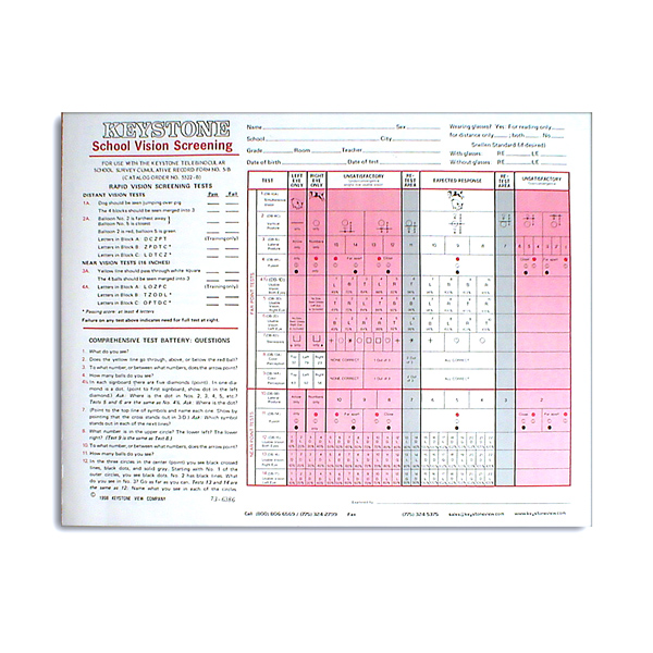 School Screening Package - Record Form (Pads)