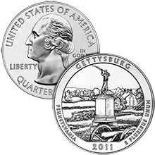 2011 Gettysburg - 5 oz Silver America The Beautiful in Air-Tite Capsule .999 Silver Bullion Coin