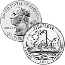 2011 Vicksburg - 5 oz Silver America The Beautiful in Air-Tite Capsule .999 Silver Bullion Coin