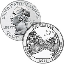 2011 Chickasaw - 5 oz Silver America The Beautiful in Air-Tite Capsule .999 Silver Bullion Coin